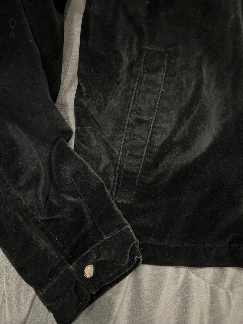 Urban Outfitters Black Velvet Bomber Jacket with Burgundy Lining
